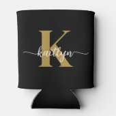 Zwart-goud-scriptmonogram Blikjeskoeler (Achterkant)