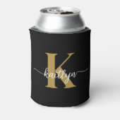 Zwart-goud-scriptmonogram Blikjeskoeler (Blikje Achterkant)