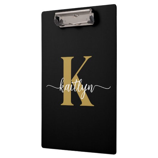 Zwart-goud-scriptmonogram Klembord (Links)
