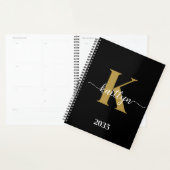 Zwart-goud-scriptmonogram Planner (Display)