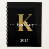 Zwart-goud-scriptmonogram Planner (Voorkant)