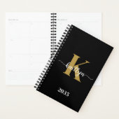 Zwart-goud-scriptmonogram Planner (Display)