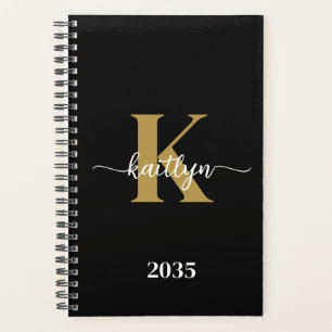 Zwart-goud-scriptmonogram Planner