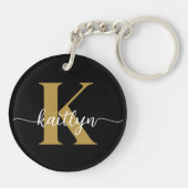 Zwart-goud-scriptmonogram Sleutelhanger (Achterkant)