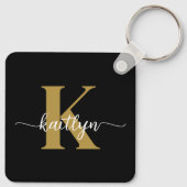 Zwart-goud-scriptmonogram Sleutelhanger (Achterkant)