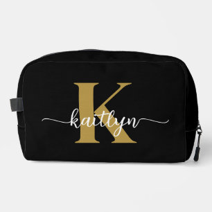 Zwart-goud-scriptmonogram Toilettasje