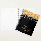 Zwart goud Silver glitter druppelt naam 2023 Planner (Display)