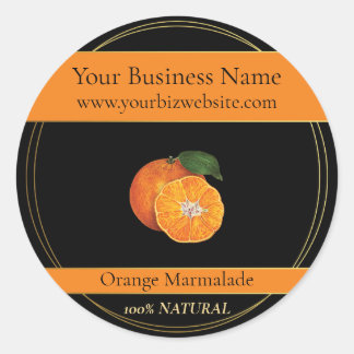Zwart & Goud Sinaasappel Marmalade Productlabel Ronde Sticker