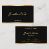 Zwart & Goud Sjabloon Calligrafie Professioneel Visitekaartje (Voorkant / Achterkant)