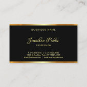 Zwart & Goud Sjabloon Calligrafie Professioneel Visitekaartje (Achterkant)