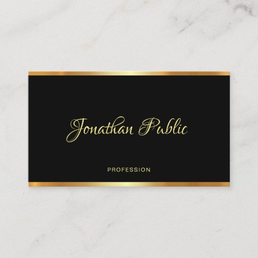 Zwart & Goud Sjabloon Calligrafie Professioneel Visitekaartje (Voorkant)