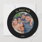 Zwart Goud sneeuw Kerstbal met sprankelend licht Feestdagenkaart (Achterkant)