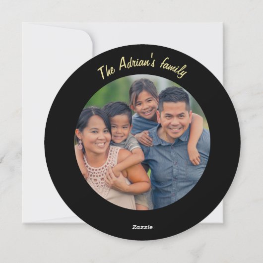 Zwart Goud sneeuw Kerstbal met sprankelend licht Feestdagenkaart (Achterkant)