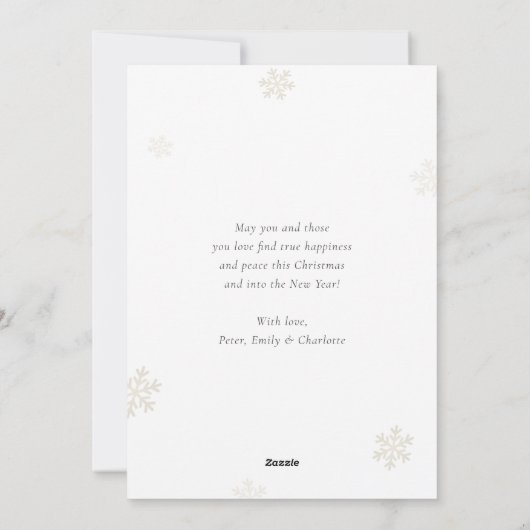 Zwart Goud Sneeuwvlok Foto Vrolijk Kerstfeest Kaar Feestdagenkaart (Achterkant)