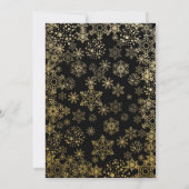 Zwart & Goud Sneeuwvlokken Moderne Uitnodigingen v (Achterkant)