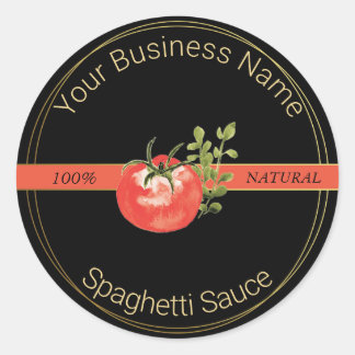 Zwart & Goud Spaghettisaus Productlabel Ronde Sticker