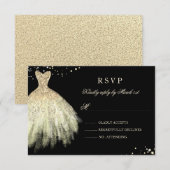Zwart Goud Sparkle Dress Quinceanera RSVP (Voorkant / Achterkant)
