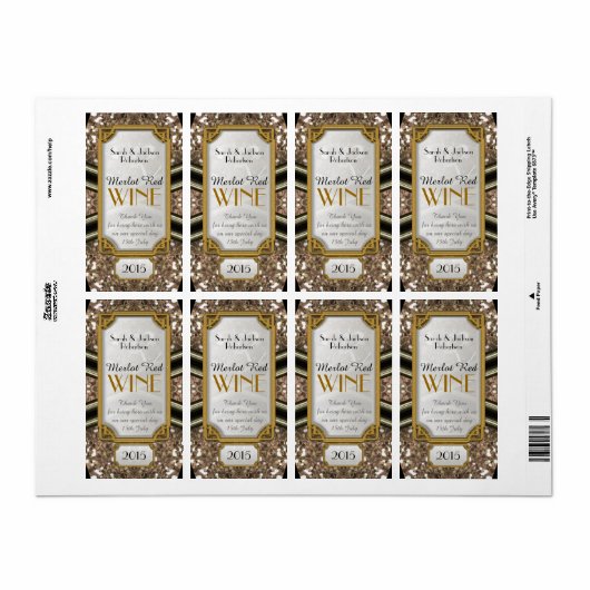 Zwart Goud Sparkler Wijnfles Etiketten (Full Sheet)