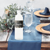 Zwart goud sparkles naam script waterfles etiket