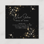 Zwart Goud Specks Hand Nail Salon Vierkante Visitekaartje (Achterkant)