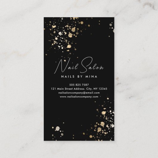 Zwart Goud Specks Hand Nail Salon Visitekaartje (Achterkant)