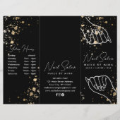 Zwart Goud Specks Nail Salon Prijs Lijst Brochure (Voorkant)