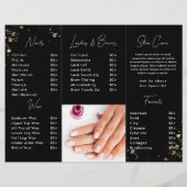 Zwart Goud Specks Nail Salon Prijs Lijst Brochure (Achterkant)