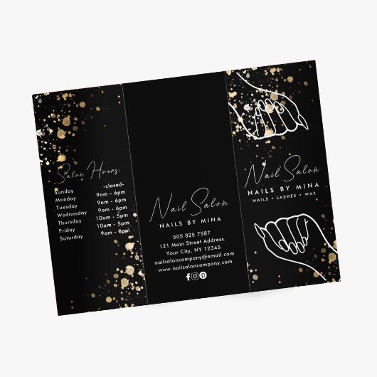 Zwart Goud Specks Nail Salon Prijs Lijst Brochure