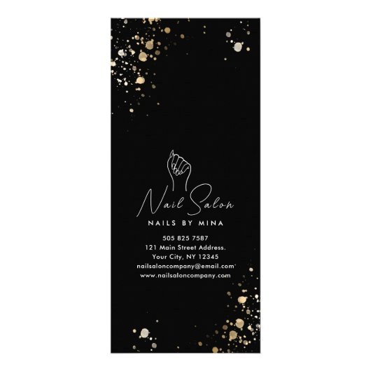 Zwart Goud Specks Nail Salon Prijs Lijst Reclamekaart (Achterkant)