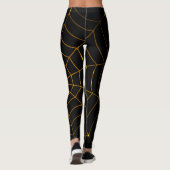 Zwart Goud spinnenweb Halloween Design Leggings (Achterkant)