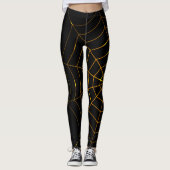 Zwart Goud spinnenweb Halloween Design Leggings (Voorkant)