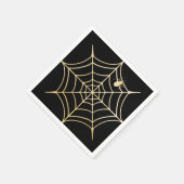 Zwart & Goud Spooky Halloween Spiderweb & Spider Servet (Hoek)