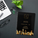 Zwart goud stad skyline business logo 2025 planner<br><div class="desc">Een zwarte achtergrond,  met een moderne,  abstracte faux gouden skyline als decor. Sjabloon voor uw zakelijke logo,  naam en contactgegevens. Ideaal voor makelaars in onroerend goed!</div>