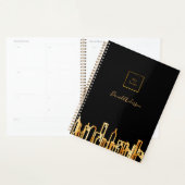 Zwart goud stad skyline business logo onroerend go planner (Display)