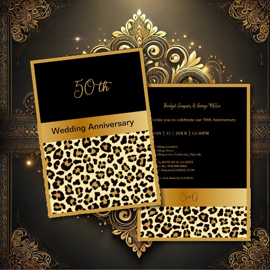 Zwart Goud Stay Wild 50th Wedding Jubileumkaart