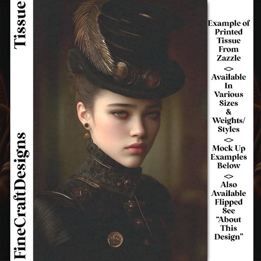 Zwart & Goud Steampunk Portret DN8R Decoupage Tissuepapier