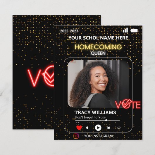 Zwart Goud Stembiljet Thuiscoming Koningin Flyer S Kaart (Voorkant / Achterkant)