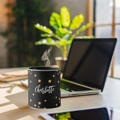 Zwart goud sterren naam elegant mok