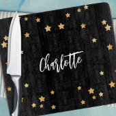 Zwart goud sterren naam elegant snijplank