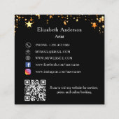 Zwart goud sterren QR code social media foto Vierkante Visitekaartje (Achterkant)