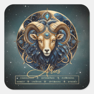 Zwart Goud Sterrenbeeld Dierenriem Symbool Ram Vierkante Sticker