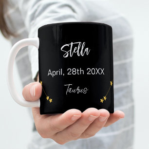 Zwart goud Stier sterrenbeeld verjaardag Koffiemok