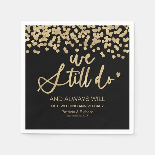 Zwart Goud Stijlvol We doen nog steeds bruiloft ge Servet (Voorkant)