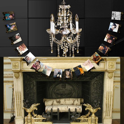 Zwart Goud Stippen Foto Afstuderen Jubileum Party Vlaggetjes