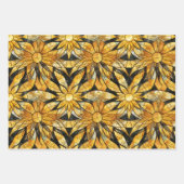 Zwart & Goud Sunburst Wrapping Paper Flat Set van  (Voorkant)