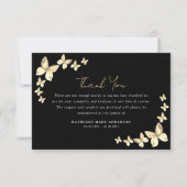 Zwart goud sympathie vlinders begrafenis bedankkaart (Voorkant)