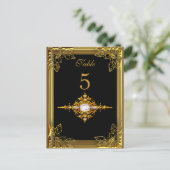 Zwart Goud Tafel Nummer Zitplaats Kaart (Staand voorkant)