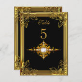 Zwart Goud Tafel Nummer Zitplaats Kaart (Voorkant / Achterkant)