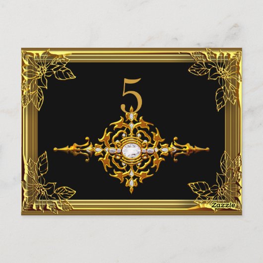 Zwart Goud Tafel Nummer Zitplaats Kaart (Achterkant)