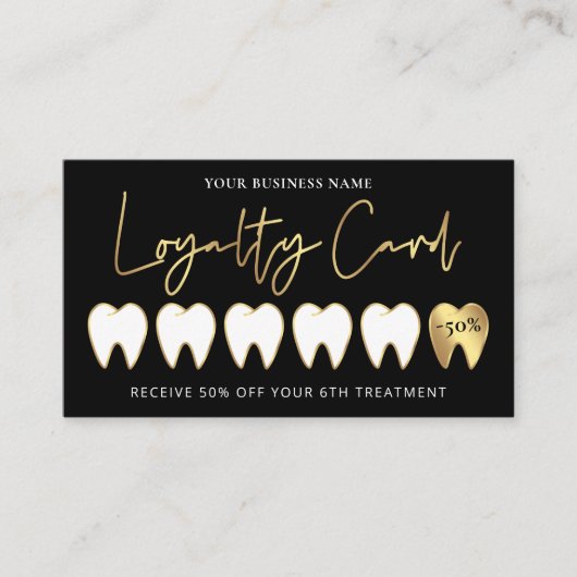 Zwart & Goud Tandarts Logo Lux Modern Orthodontist Klantenkaartje (Voorkant)